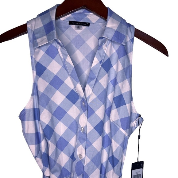 TOMMY HILFIGER NWT Gingham Check Tie Waisted Tiered Dress Size 4  in Blue - Picture 5 of 15